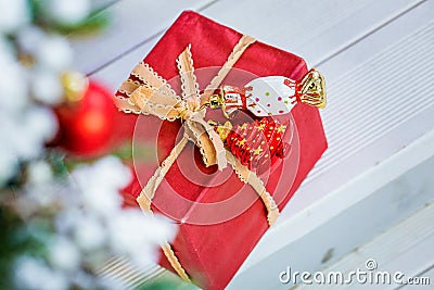Christmas gift box. Stock Photo