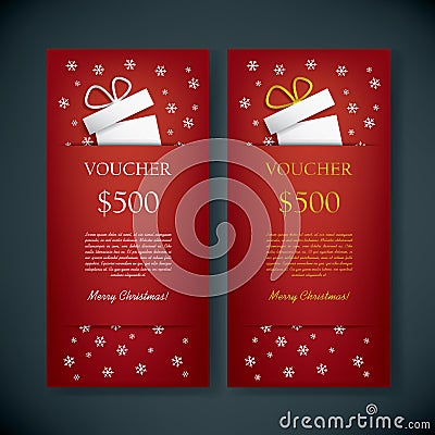 Christmas gift card voucher template with Vector Illustration