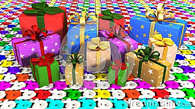Christmas gift parcels arranged on carpet Stock Photo
