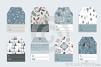 Christmas gift tag set in retro style . vector illustration Vector Illustration