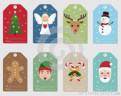 Christmas gift tags decorative illustration Vector Illustration