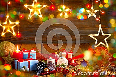 Christmas gift vintage rustic background Stock Photo