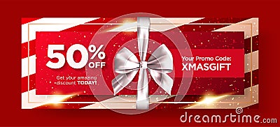 Christmas Gift Voucher or Xmas Gift Card Vector Design. Vector Illustration