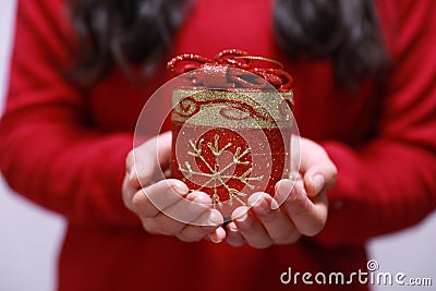 Christmas gift woman Stock Photo