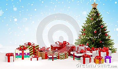 Christmas gifts festive packages 3d-illustration Cartoon Illustration