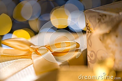 Christmas Gifts Gold Stock Photo