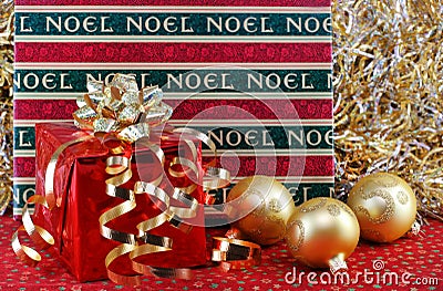 Christmas gifts with ornaments. Stock Photo