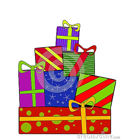 Christmas Gifts Presents Cartoon Illustration