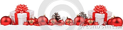 Christmas gifts presents balls banner decoration snow winter iso Stock Photo