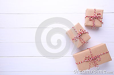 Christmas gifts presents on a white background. Stock Photo