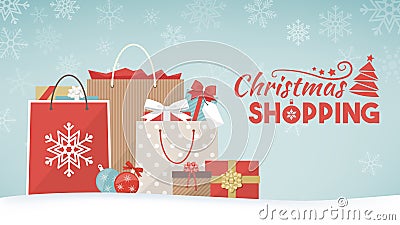 Christmas gifts and shopping bags Vector Illustration