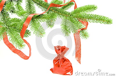 Christmas gifts under the coniferous tree Stock Photo