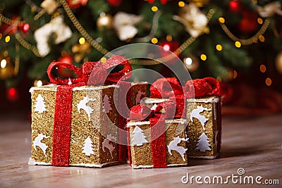 Christmas gifts under the tree Stock Photo