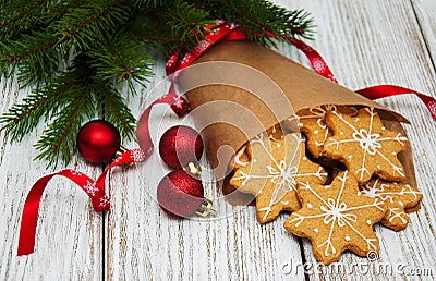 Christmas ginger and honey colorful cookies Stock Photo