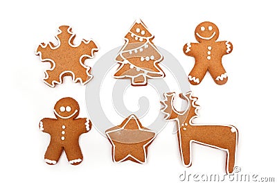 Christmas Ginger and Honey cookies on isolated white Stock Photo