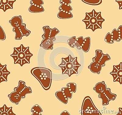 Christmas ginger seamless pattern Vector Illustration
