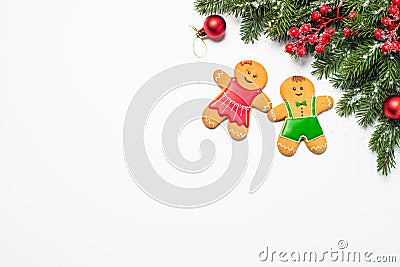 Christmas gingerbread and christmas decorations Stock Photo