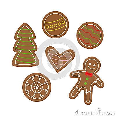 Christmas gingerbread cookies vector icons Vector Illustration