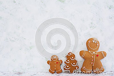 Christmas gingerbread cookies on white background Stock Photo