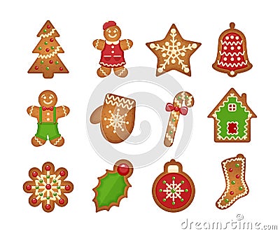 Christmas gingerbread cookies Vector Illustration