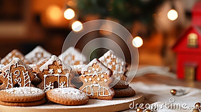 Christmas gingerbread house, holiday recipe and home baking, sweet dessert for cosy winter English country tea in the cottage, Stock Photo