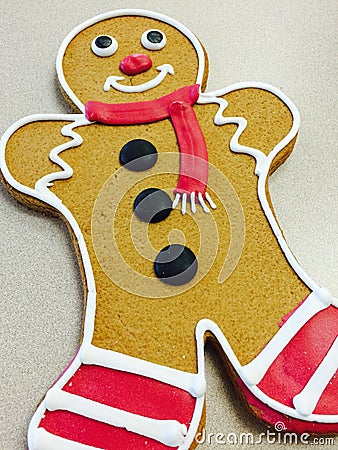 Christmas Gingerbread man cookie with frosting Stock Photo