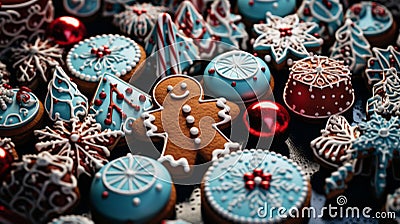 gingerbread man and iced gingerbread cookies Stock Photo