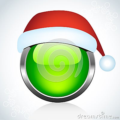 Christmas glossy button. Vector Illustration