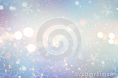 Christmas glow winter background. Defocused snow background Stock Photo