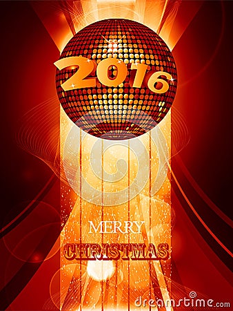 Christmas 2016 glowing background with disco ball Stock Photo