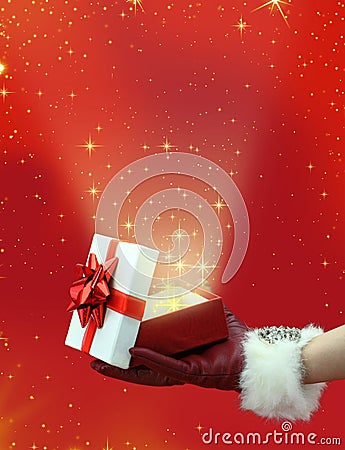 Christmas glowing Magic box Stock Photo