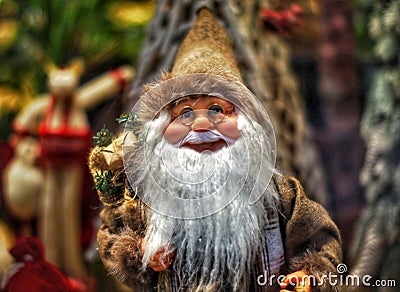 Christmas gnome under the tree Stock Photo