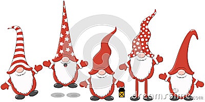 christmas gnomes cartoon style Vector Illustration