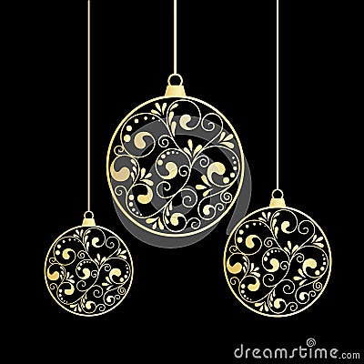 Christmas gold balls Vector Illustration