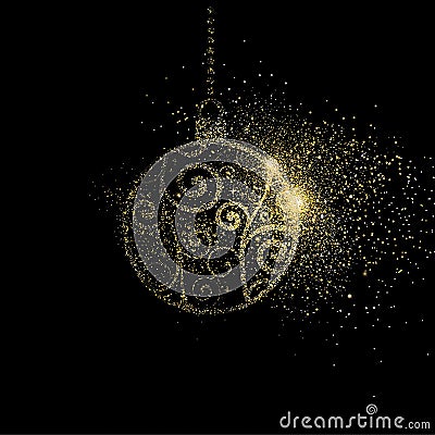 Christmas gold holiday ornament glitter art Vector Illustration