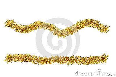 Christmas gold tinsel for decoration Stock Photo