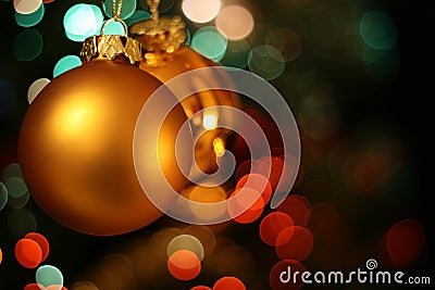Christmas golden ball card Stock Photo