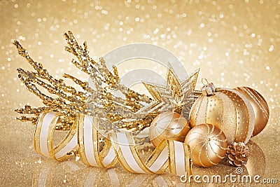 Christmas golden decoration Stock Photo