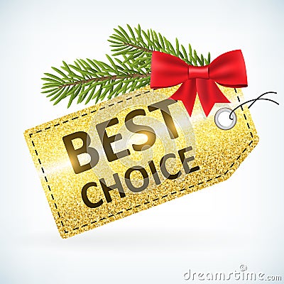 Christmas golden glitter best choice sale label Vector Illustration