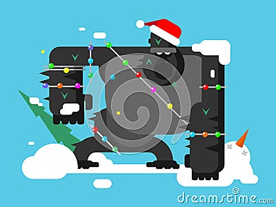 Christmas gorilla character Vector Illustration