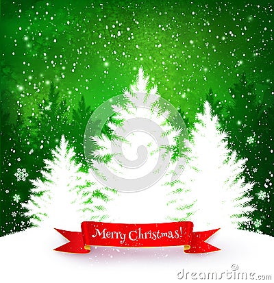 Christmas green and white background Vector Illustration