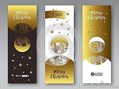 Christmas greeting banner. Covers Hand drawn sketch. Vector illustration. Vector Illustration
