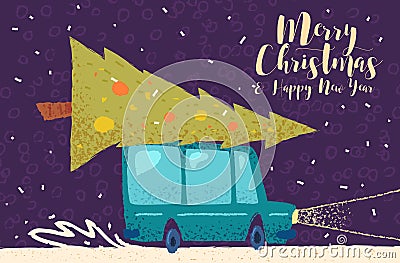 Christmas greeting card background poster. Vector illustration. Vector Illustration