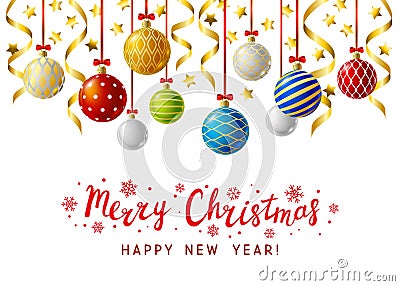 Christmas greeting card with Xmas balls Vector Illustration