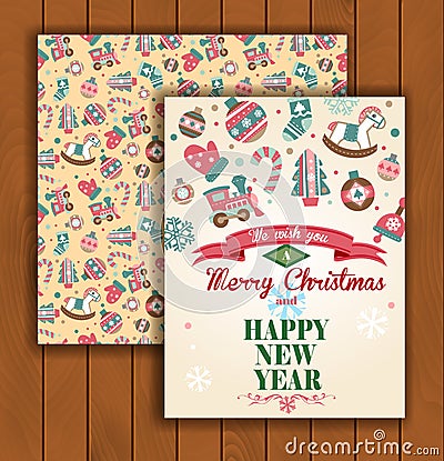 Christmas greeting card with an envelope Vector Illustration