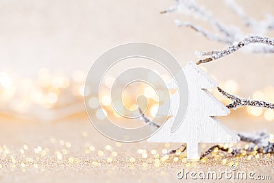 Christmas greeting card. Festive decoration on bokex silver back Stock Photo