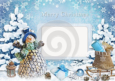 Christmas greeting card with frame Stock Photo