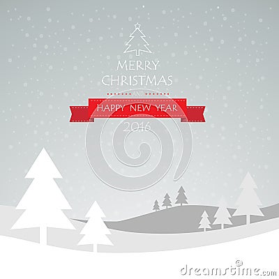 Christmas greeting card, and Happy new year message Cartoon Illustration