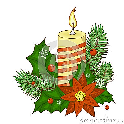 Christmas Greeting Card. Merry Christmas lettering, vector illustration. Vector Illustration