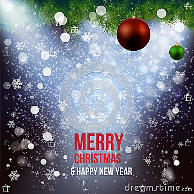 Christmas Greeting Card. Merry Christmas Party design with holiday Vector Illustration